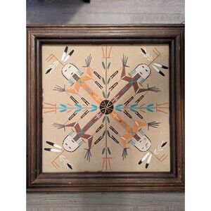 Vintage NAVAJO Sand Painting Signed By Artist Robert Curt